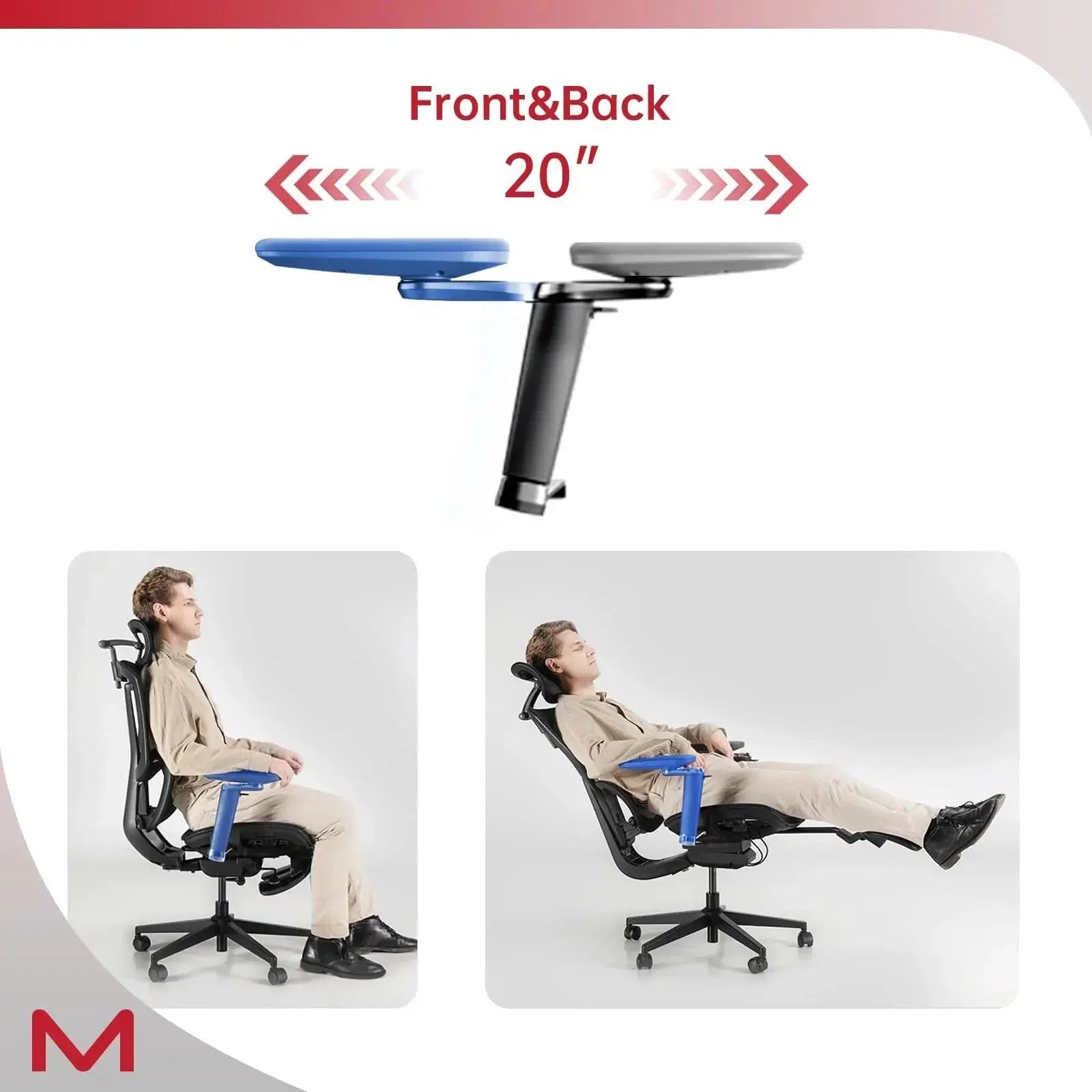 M2 MT Adaptive Ergonomic Office Chair With Lumbar Support And Footrest by Doba