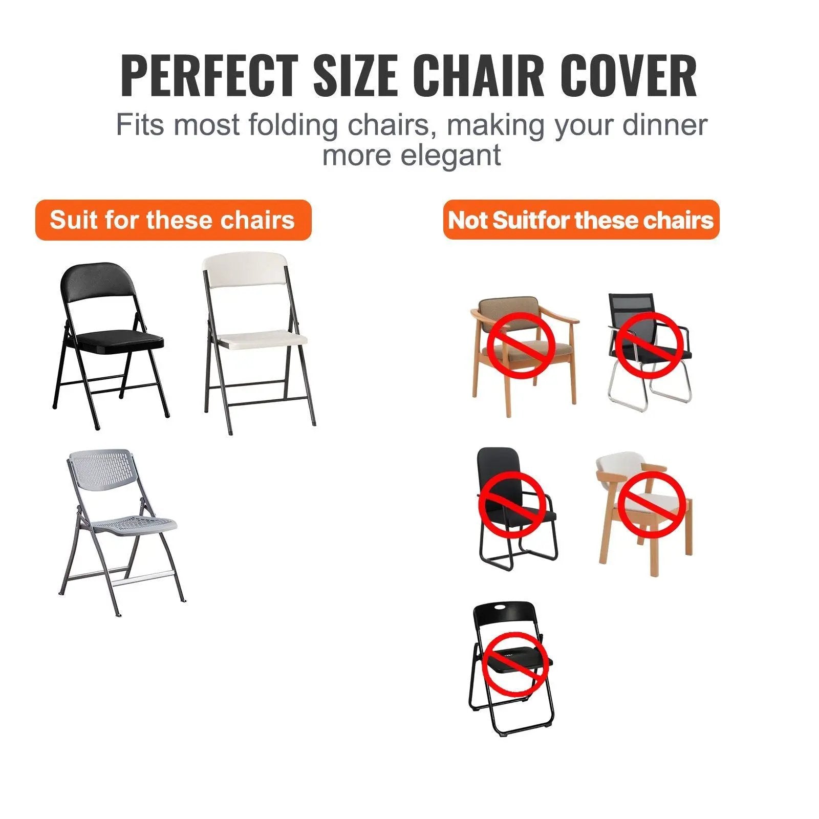 Stretch Spandex Folding Chair Covers, Universal Fitted Chair Cover, Removable Washable Protective Slipcovers, for Wedding, Holiday, Banquet, Party, Celebration, Dining (50PCS Black) by Platinum-Level Office Chairs