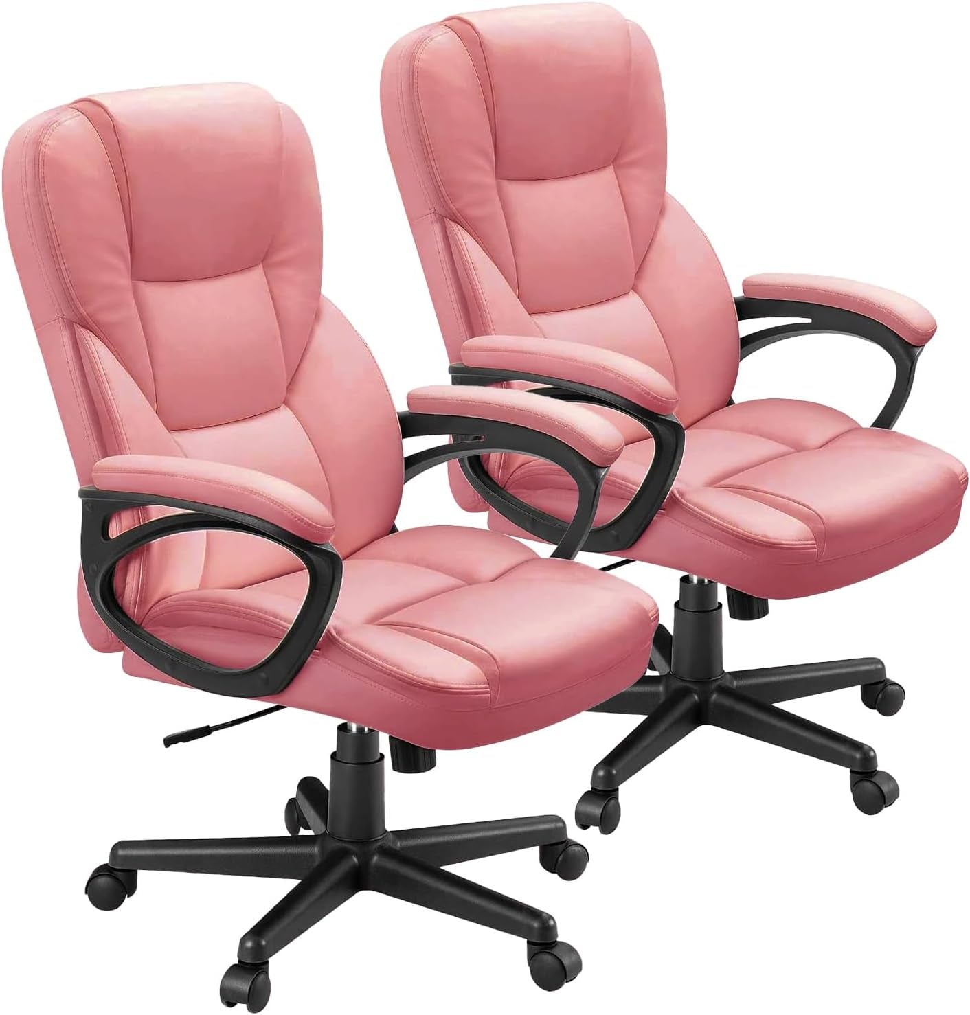 Furmax Office Executive Chair High Back Adjustable Managerial Home Desk Chair, Swivel Computer PU Leather Chair with Lumbar Support (1, Black)