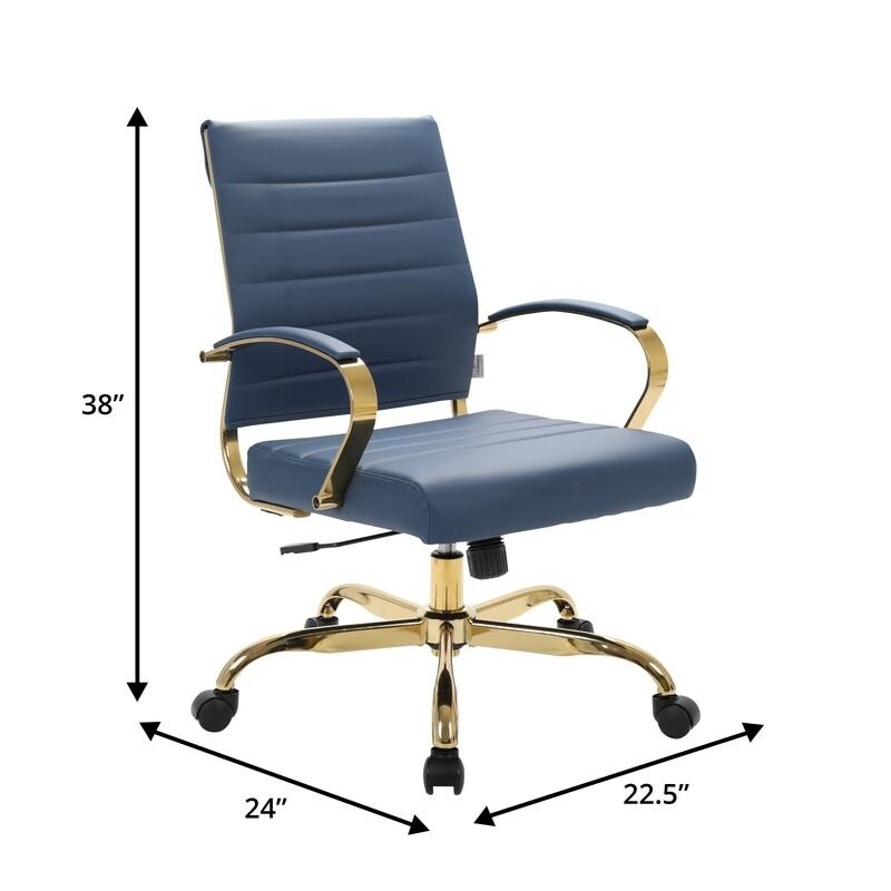 Navy blue leather office chairs – view 11