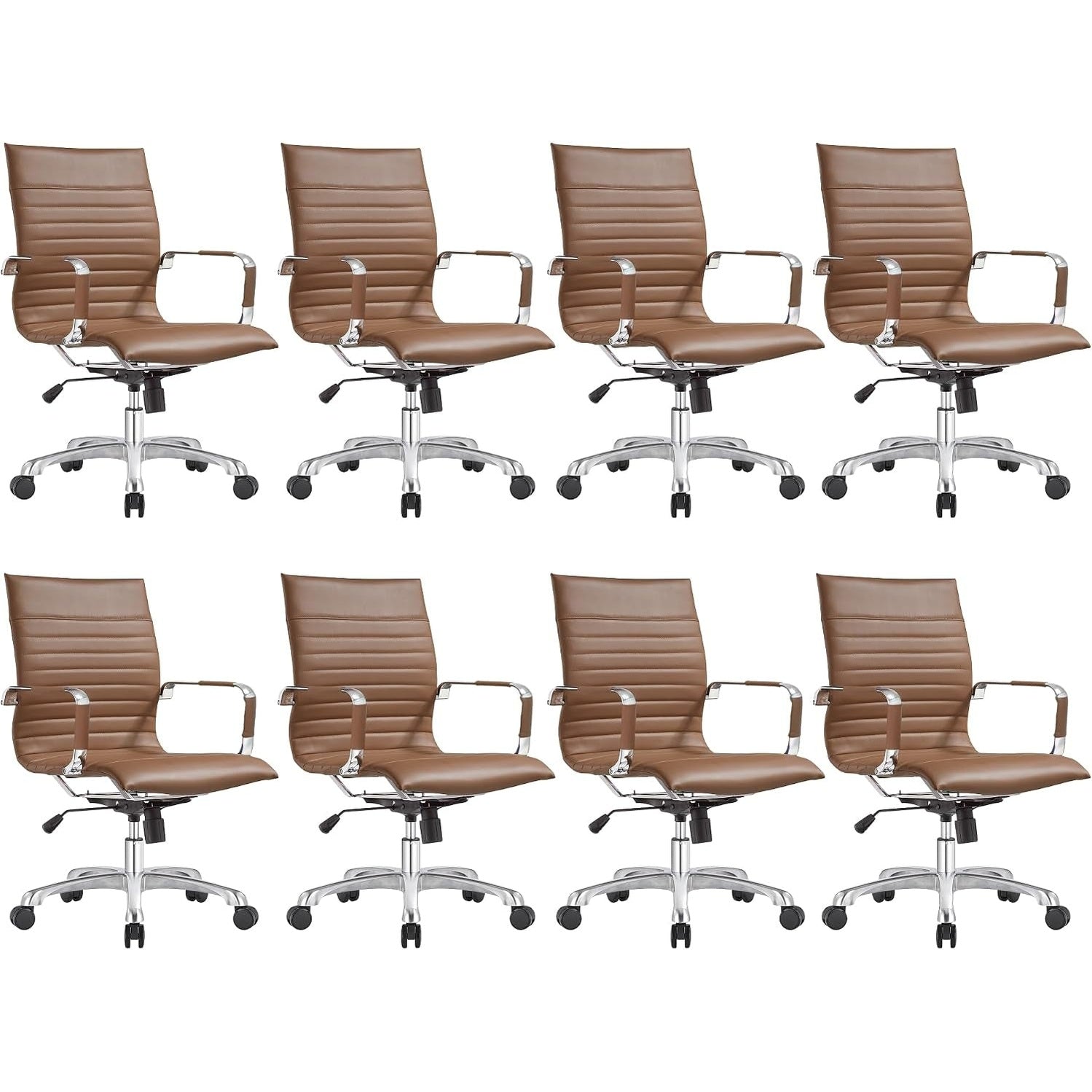 Leisuremod Ergonomic Executive Office Chair with Lumbar Support – Adjustable Leather Swivel Desk Chair, High Back Computer Chair Home & Office with Rolling Wheels & Chrome Base