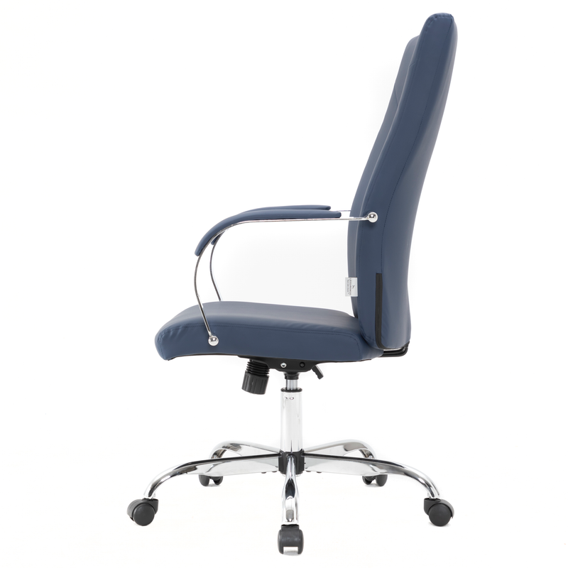 20 PCS Sonora Ergonomic High-Back Leather Desk Office Chair with Chrome Base and Tilt for Home Office - Navy Blue