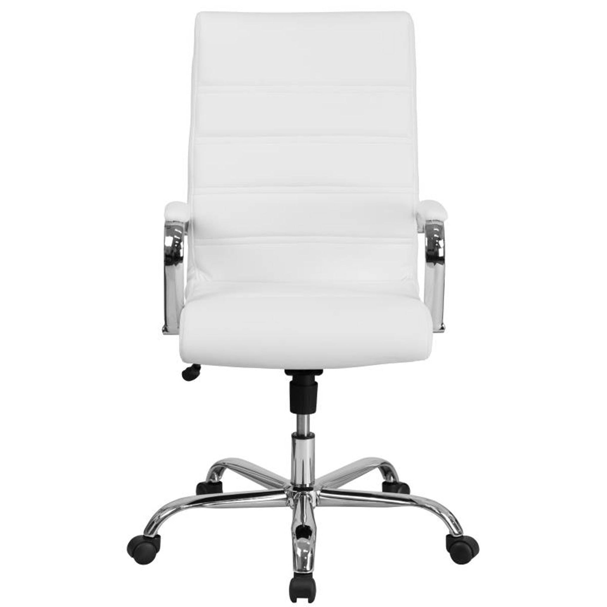 Whitney High Back White LeatherSoft Executive Office Chair with Chrome Frame