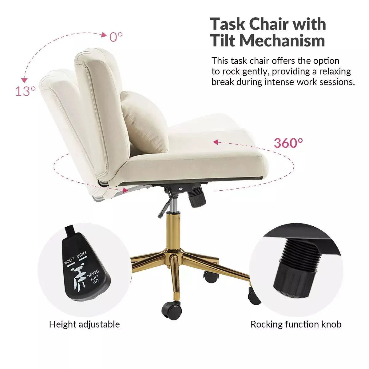 Nigel Modern Flannel Office Chair with Tilt and Adjustable Height Mecha|Hulala HOME