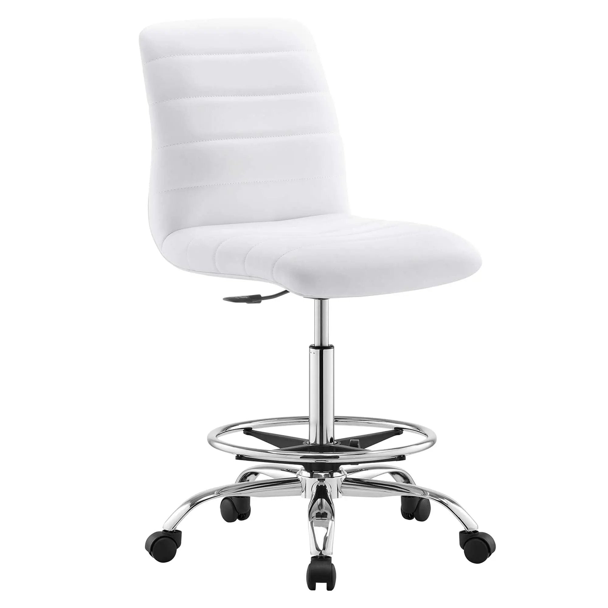 Drafting Chair Vegan Leather Armless Adjustable Stool