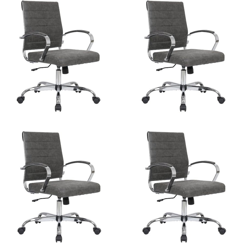 Leisuremod Benmar Leather Office Desk Chair, Mid-Back Ergonomic Swivel Chair with Lumbar Support, Adjustable Height, Tilt Lock, Cushioned Seat & Back, Home Office Task Chair (Tan, Single)