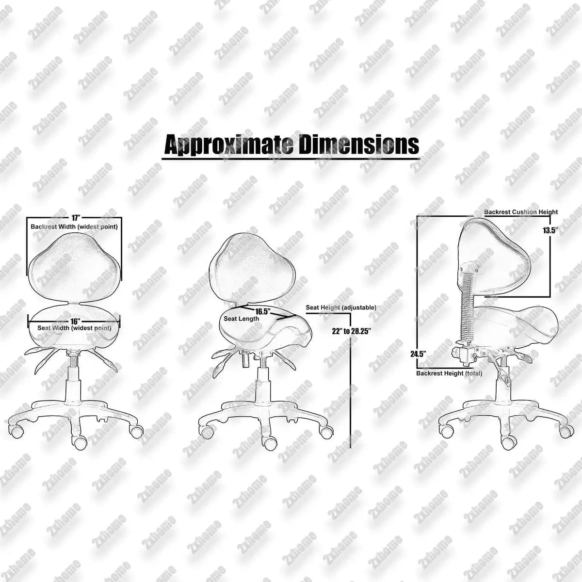 Adjustable Black Saddle Stool With Wheels For Dental Office Salon Clinic Lab Ergonomic Tilt Chair ADS
