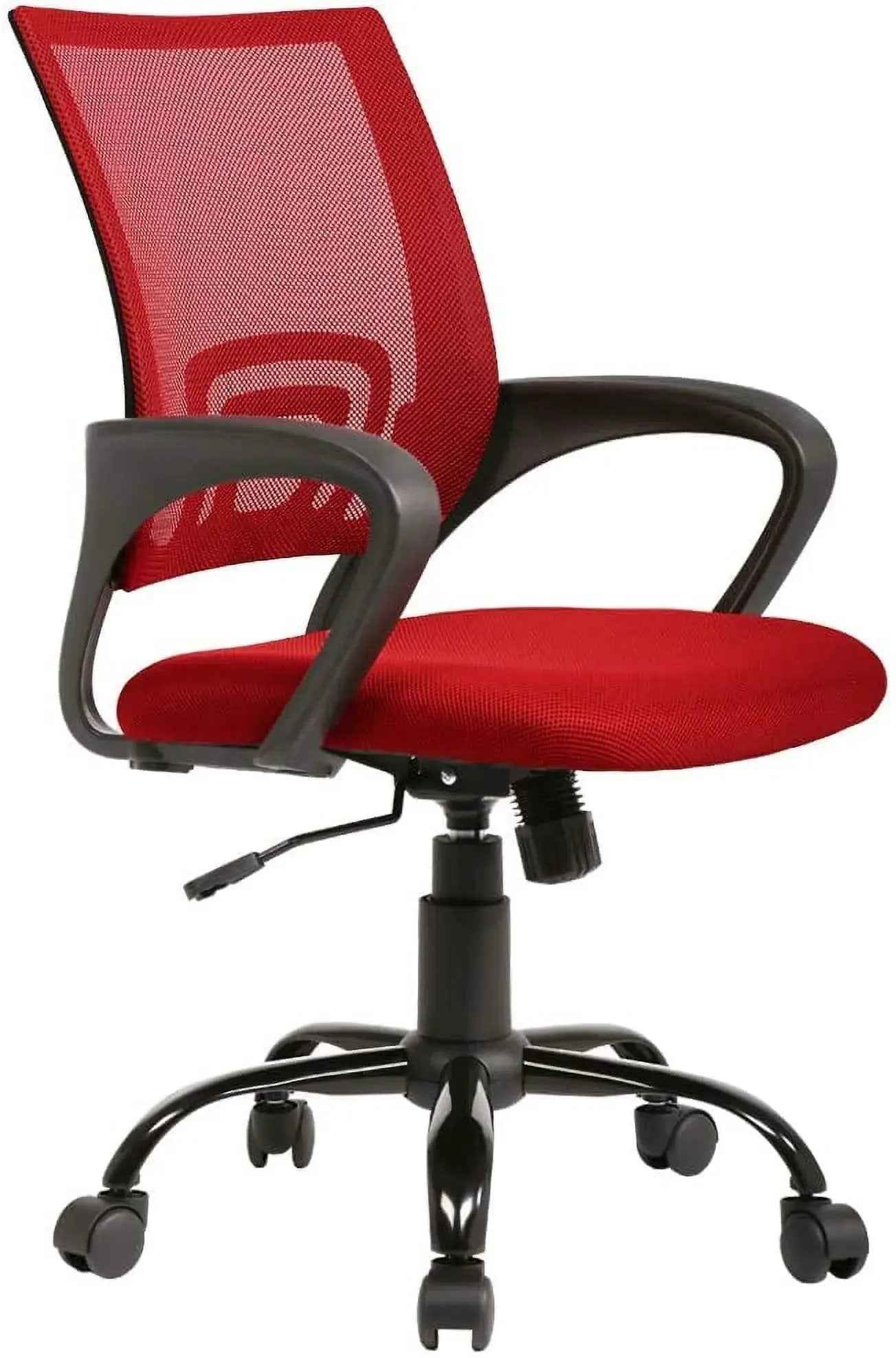 Bestoffice Indoor Modern Mesh Lumbar Support Swivel Ergonomic Desk Chair, Red