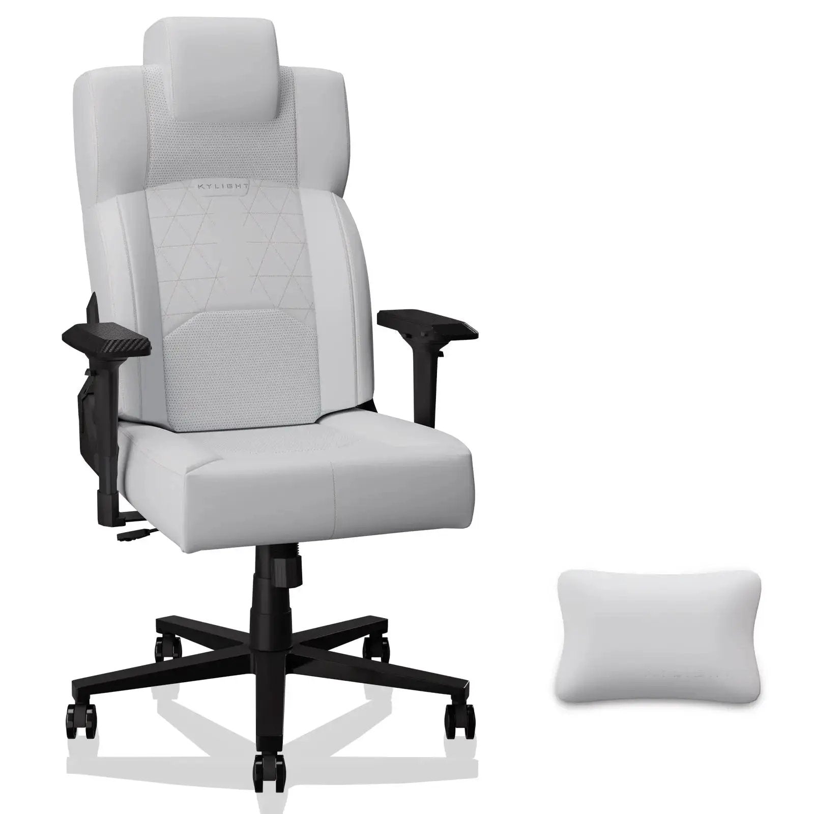 White Ergonomic Gaming Chair - PU Leather with Lumbar Support