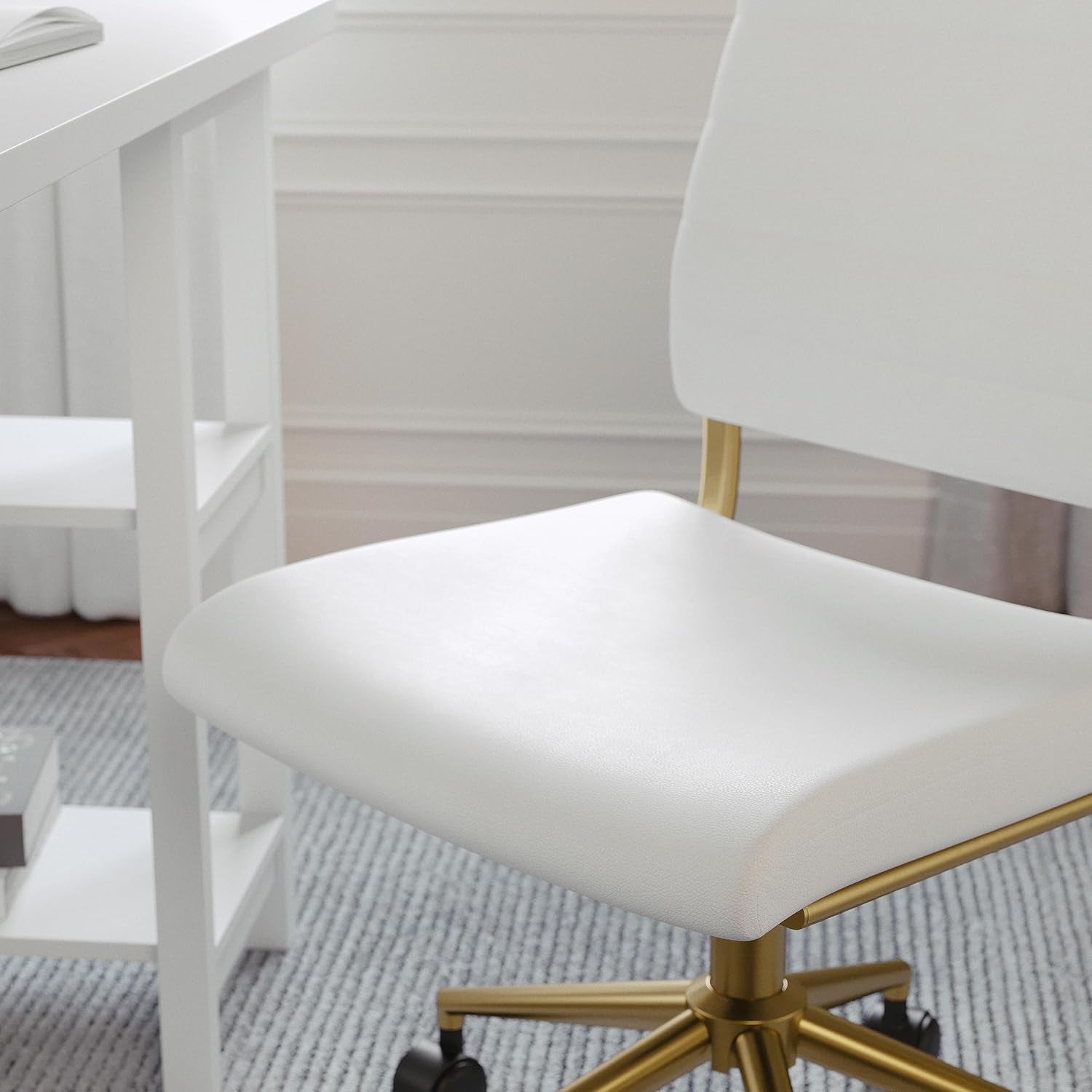 Martha Stewart Ivy Upholstered Office Chair, White
