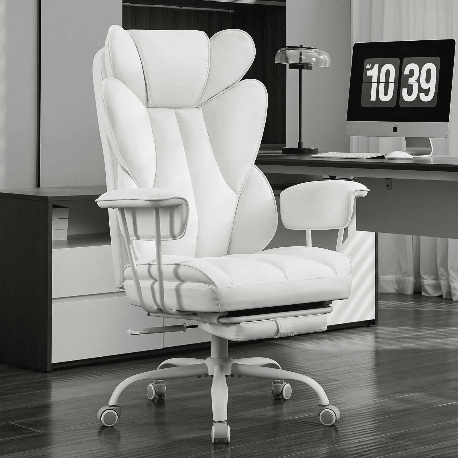 TMV Big and Tall Office Chair -High Back PU Leather Office Chair with Footrest, Wide Seat and Lumbar Support, Black
