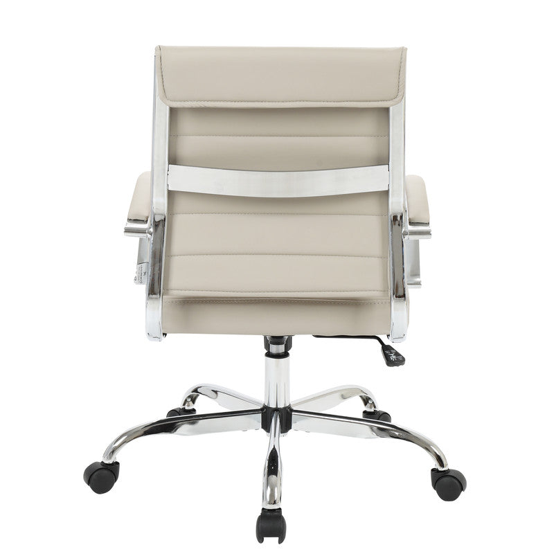 30 PCS Benmar Leather Office Desk Computer Chair with Ribbed Seat and Steel Frame - Tan