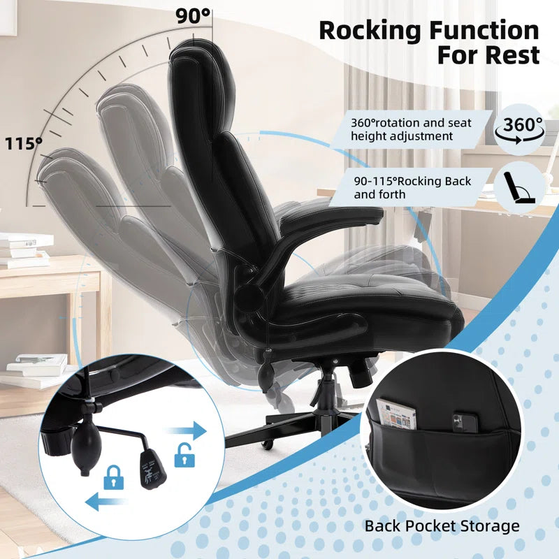 Modern PU Leather Ergonomic Office Chair with Adjustable Lumbar