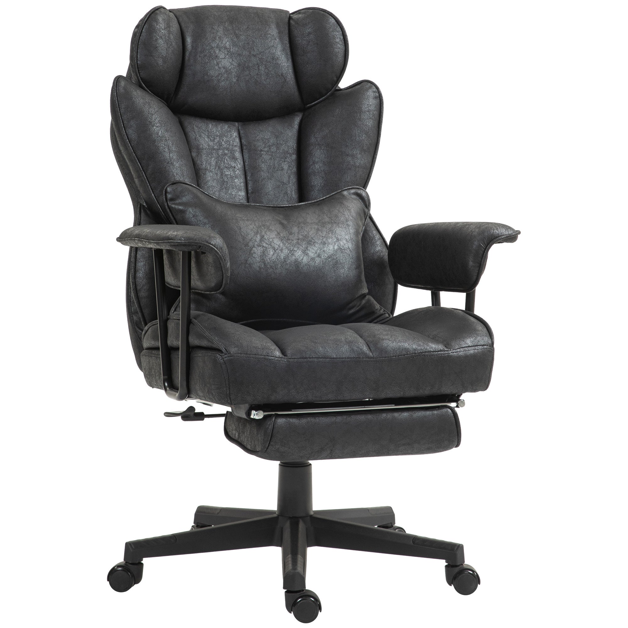HOMCOM Big And Tall Office Chair With Foot Rest And Lumbar Support, Reclining Ergonomic Desk Chair