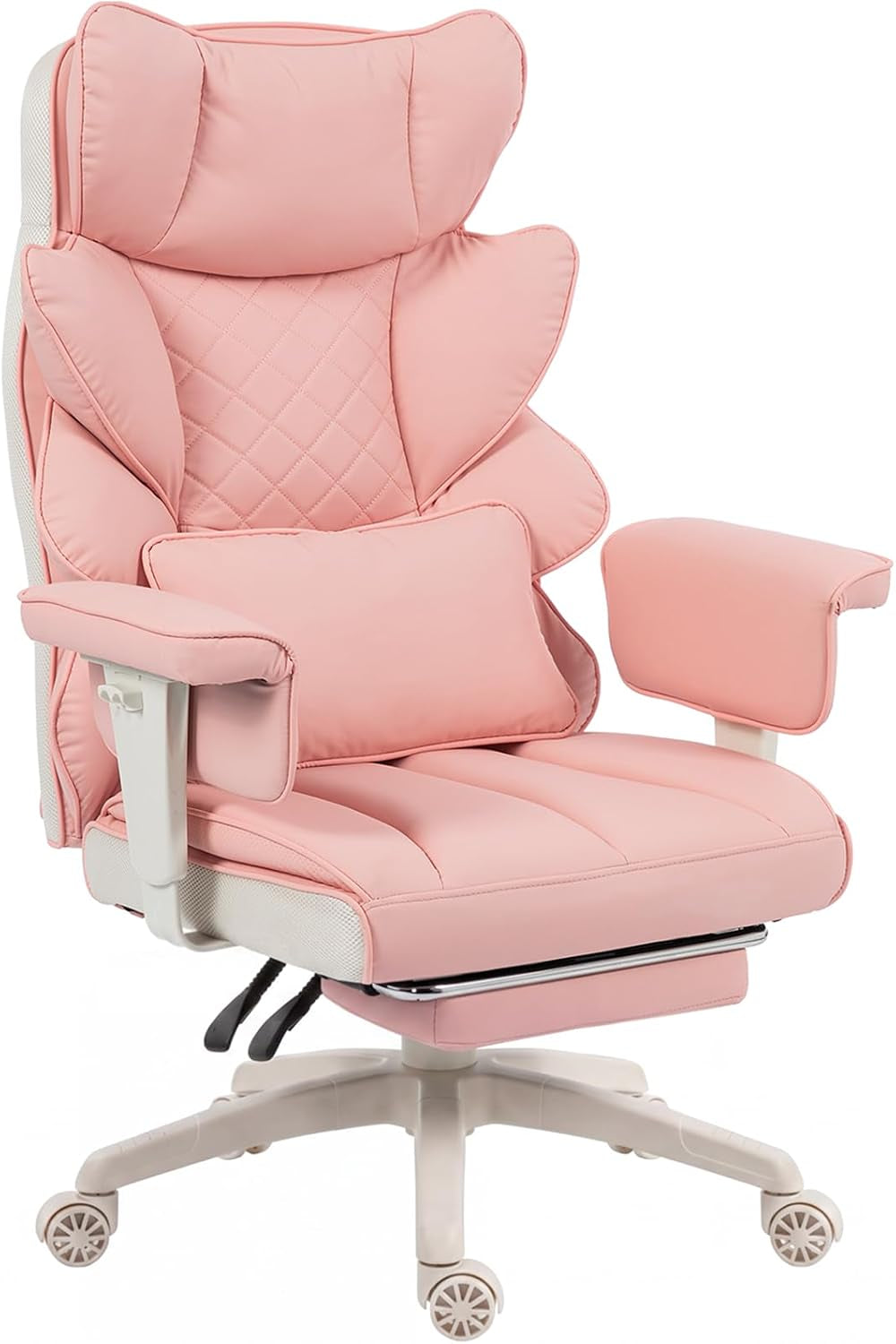 Dowinx Big and Tall Office Chair with Pocket Spring Cushion,High Back Computer Gaming Chairs with Adjustable Armrests,Executive Desk Chairs with Lumbar Support and Footrest,Pu-Brown