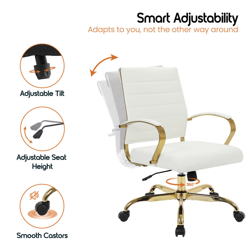 White leather office chairs, set of 4 – view 5