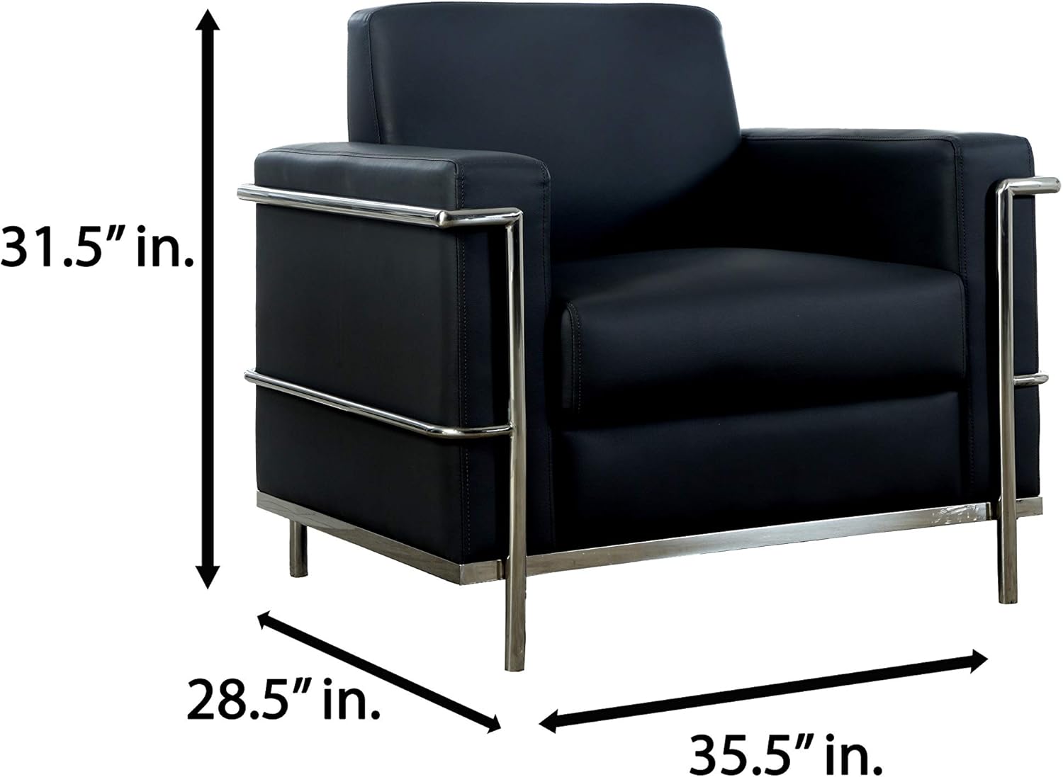 Black Faux Leather Accent Club Chair, Chrome Frame