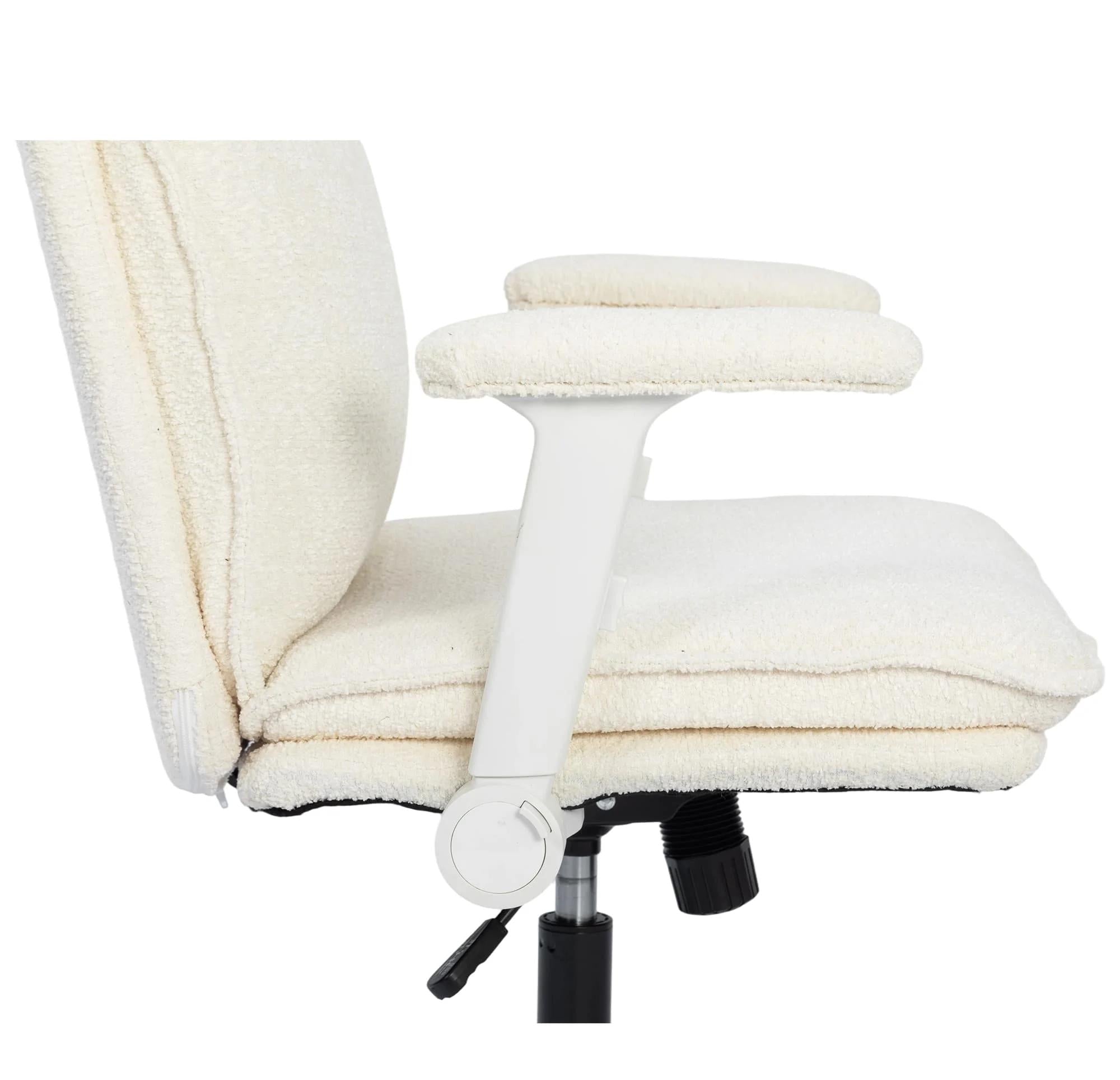 Beige Chenille Fabric Swivel Office Chair with Armrest