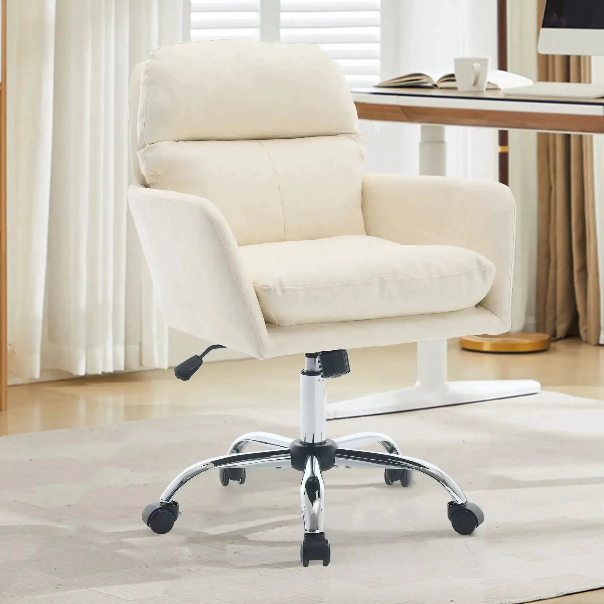 White PU Leather Ergonomic Office Chair - Adjustable White - Platinum-Level Office Chairs