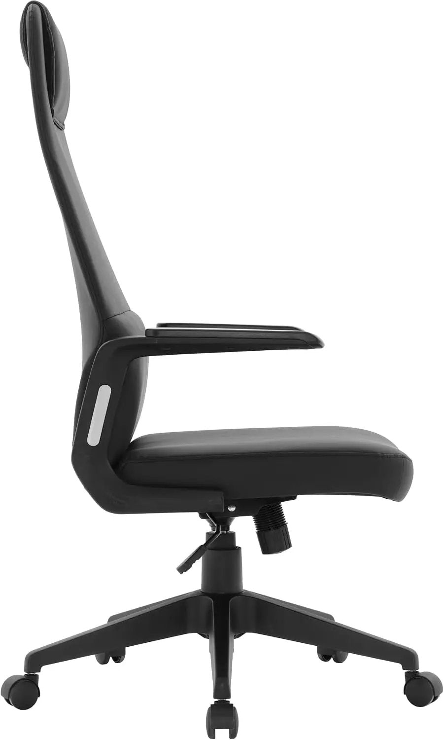 Leisuremod Ergonomic High-Back Leather Office Chair - Black Swivel Desk Chair with Adjustable Height, Tilt, Padded Headrest & Double Wheel Casters, Comfortable for Home or Office