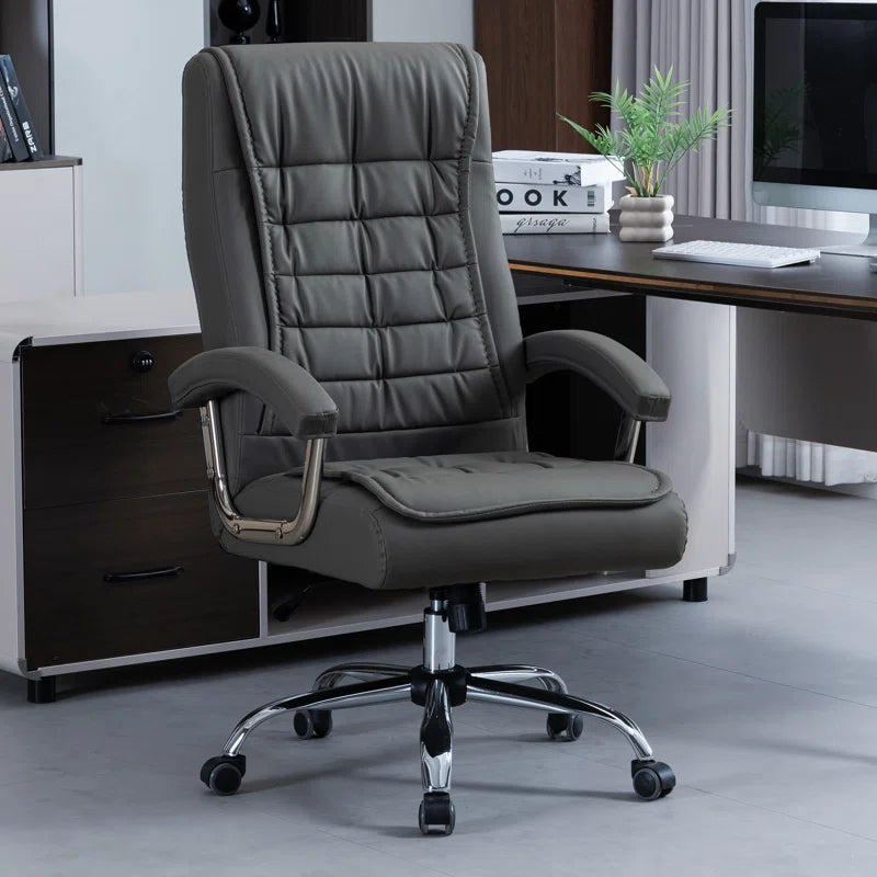 Allard Ergonomic Faux Tufted Leather Executive Office Chair with Padded Armrest