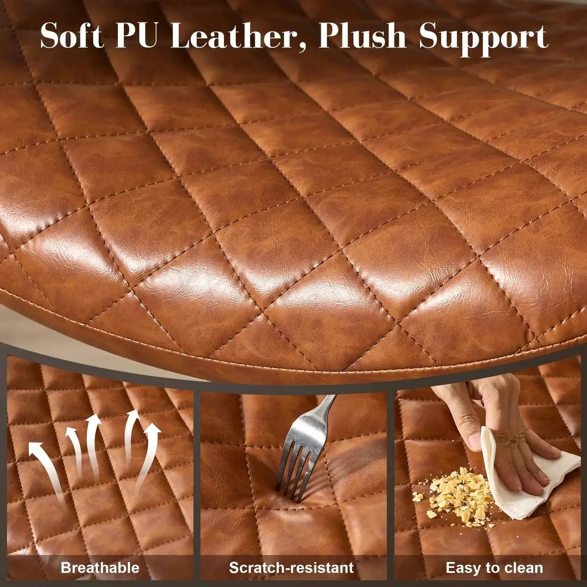 HOOOWOOO Mid-Century Leather Ergonomic Adjustable Swivel Office Chair