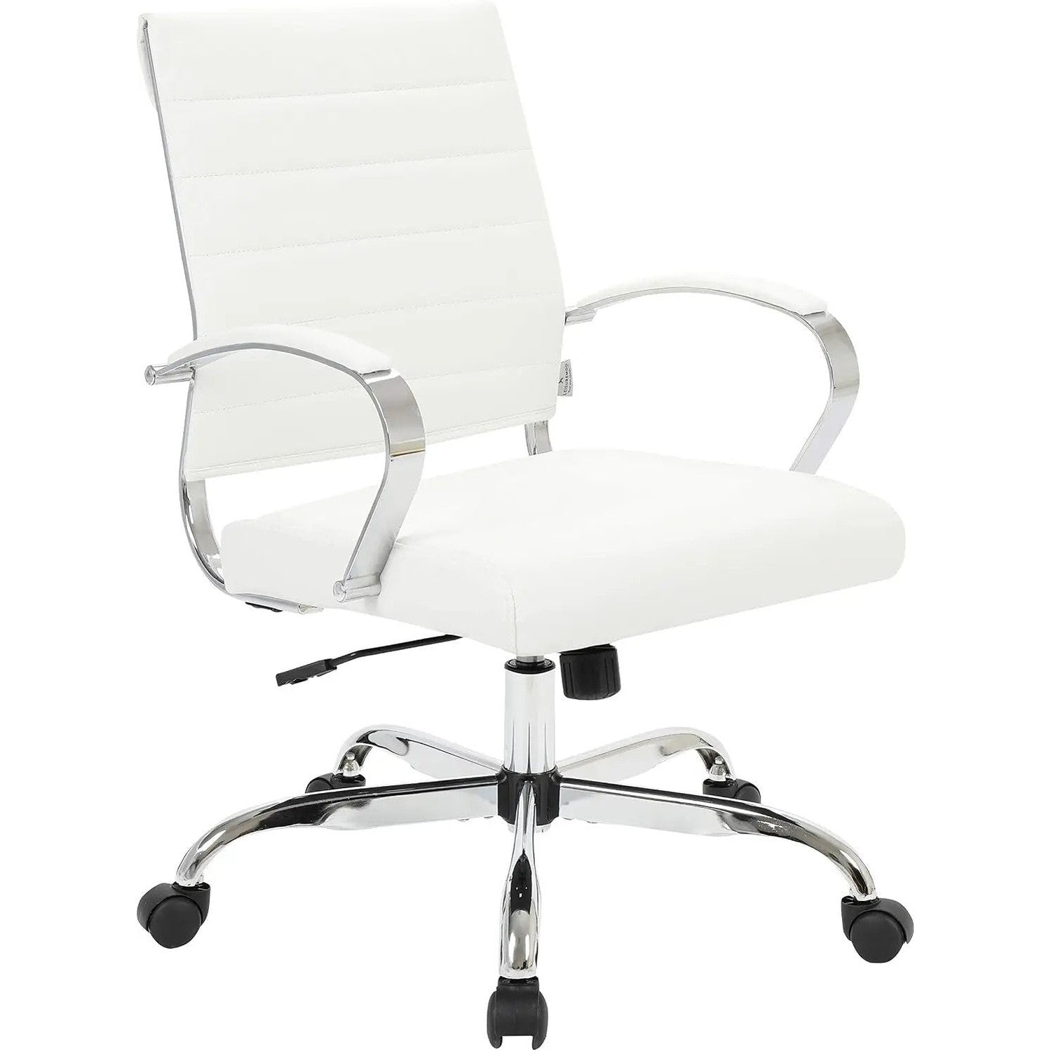 Leisuremod Benmar Leather Office Desk Chair, Mid-Back Ergonomic Swivel Chair with Lumbar Support, Adjustable Height, Tilt Lock, Cushioned Seat & Back, Home Office Task Chair (Tan, Single)