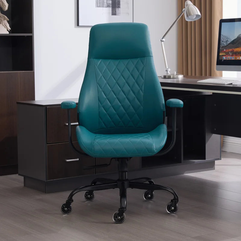 Diamond Quilted PU Leather Office Chair with Premium Durable Construction, Slient Wheels, Easy Assembly