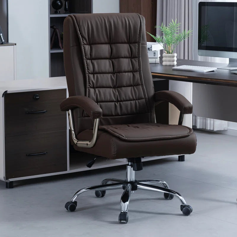 Allard Ergonomic Faux Tufted Leather Executive Office Chair with Padded Armrest