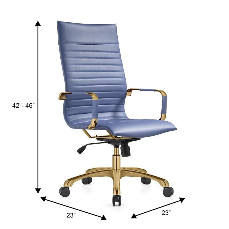 17 PCS Harris Modern High-Back Leather Upholstered Office Chair with Tilt & Swivel for Home Office - Navy Blue