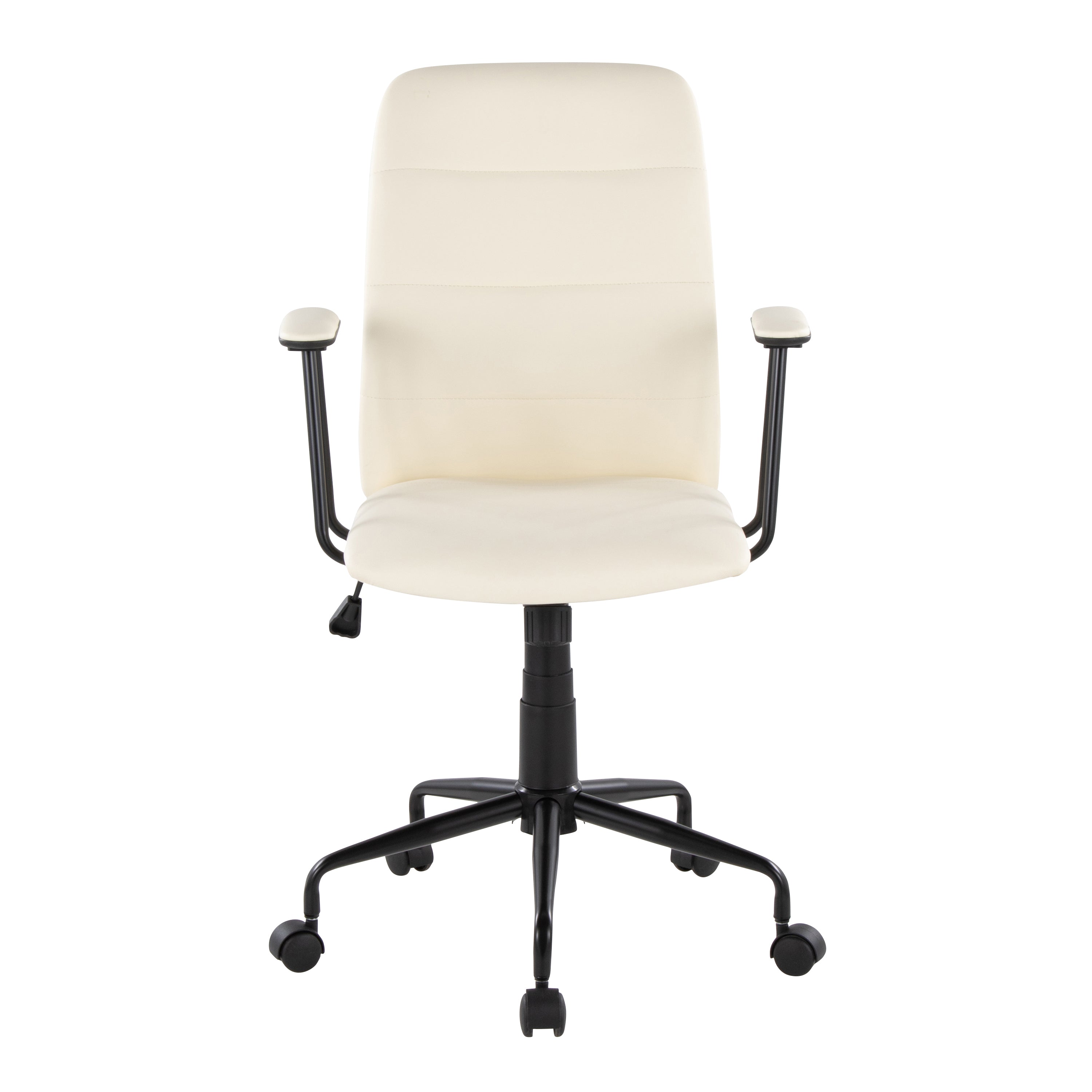 Cream Faux Leather Swivel Office Chair - Platinum-Level Office Chairs