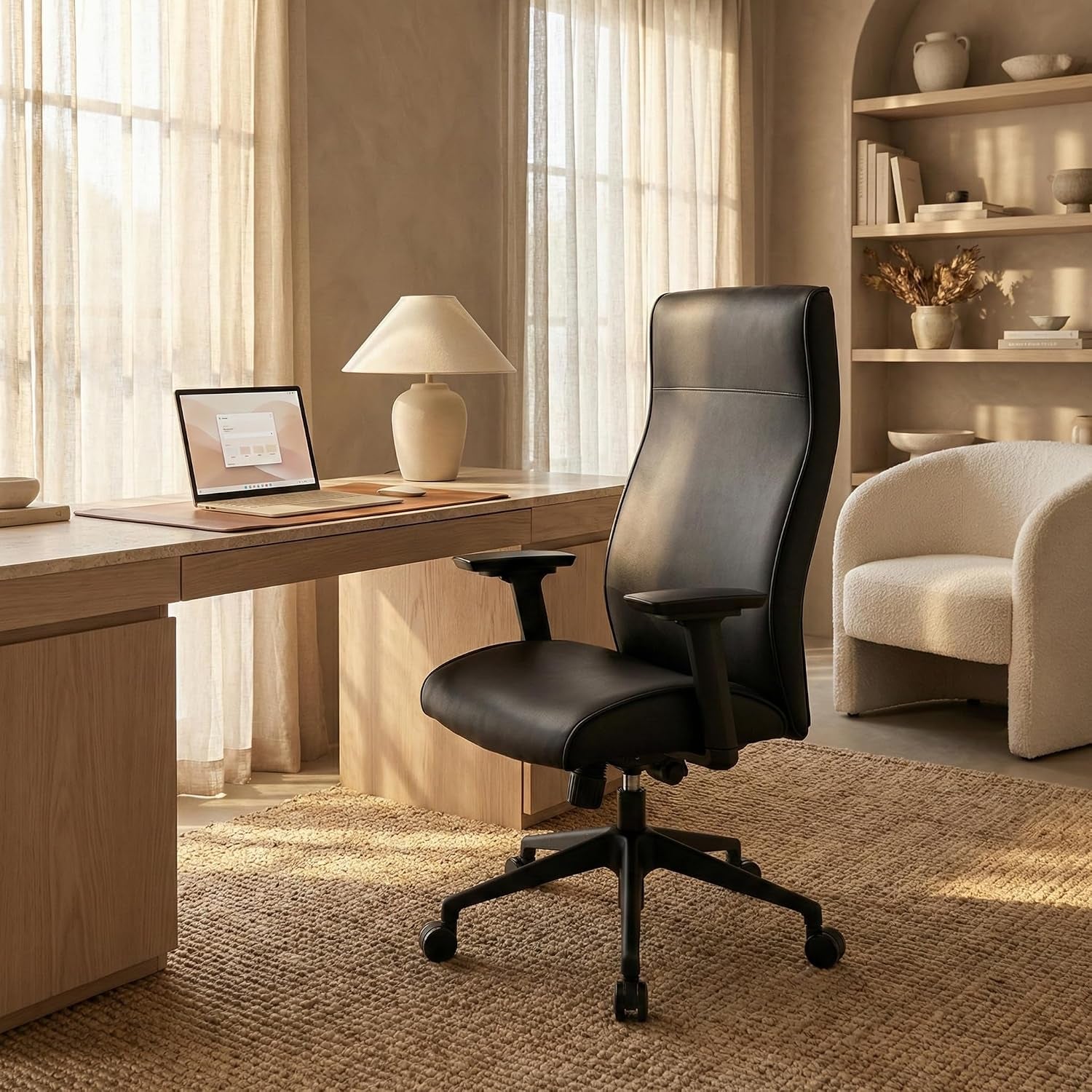 Maxwell Ergonomic Leather Executive Office Chair With Adjustable Height