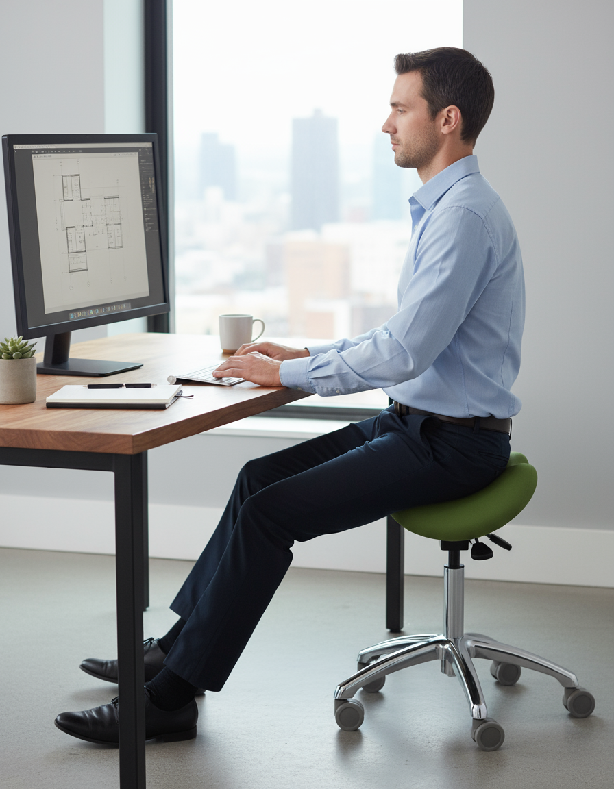 ErgoLab Advanced Ergonomic Saddle Stool for Office - Platinum-Level Office Chairs