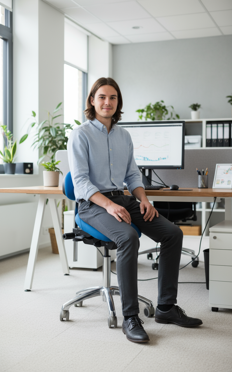 ErgoLab Advanced Ergonomic Saddle Chair with Backrest - Platinum-Level Office Chairs