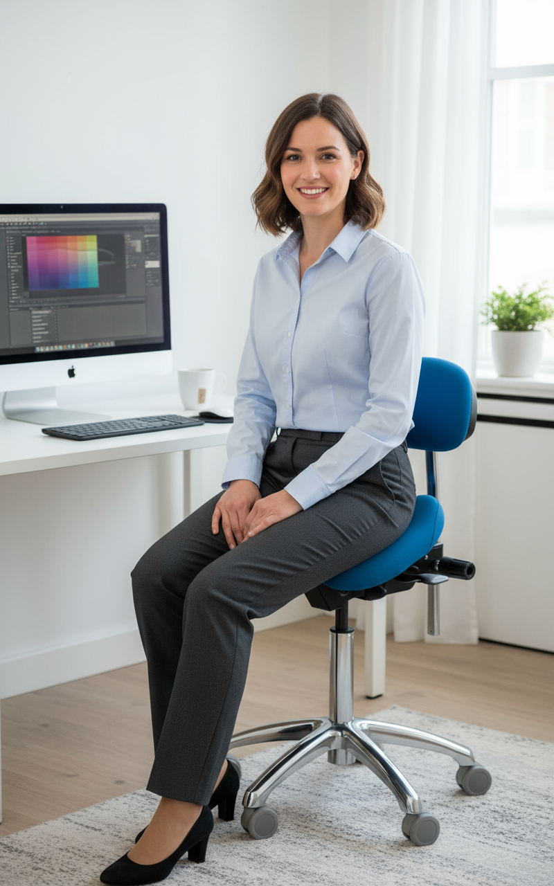 ErgoLab Advanced Ergonomic Saddle Chair with Backrest - Platinum-Level Office Chairs