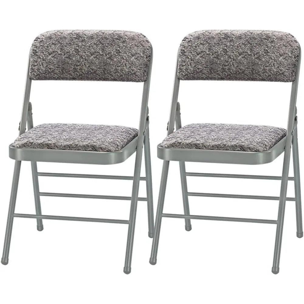 Pack of 2 Fabric Vinyl Steel Frame Foam Padded Folding Chairs Gray - Platinum-Level Office Chairs