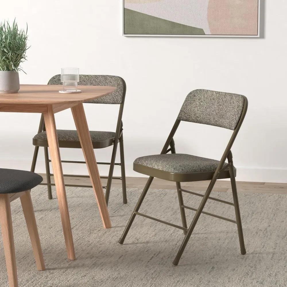 Pack of 2 Fabric Vinyl Steel Frame Foam Padded Folding Chairs Gray - Platinum-Level Office Chairs