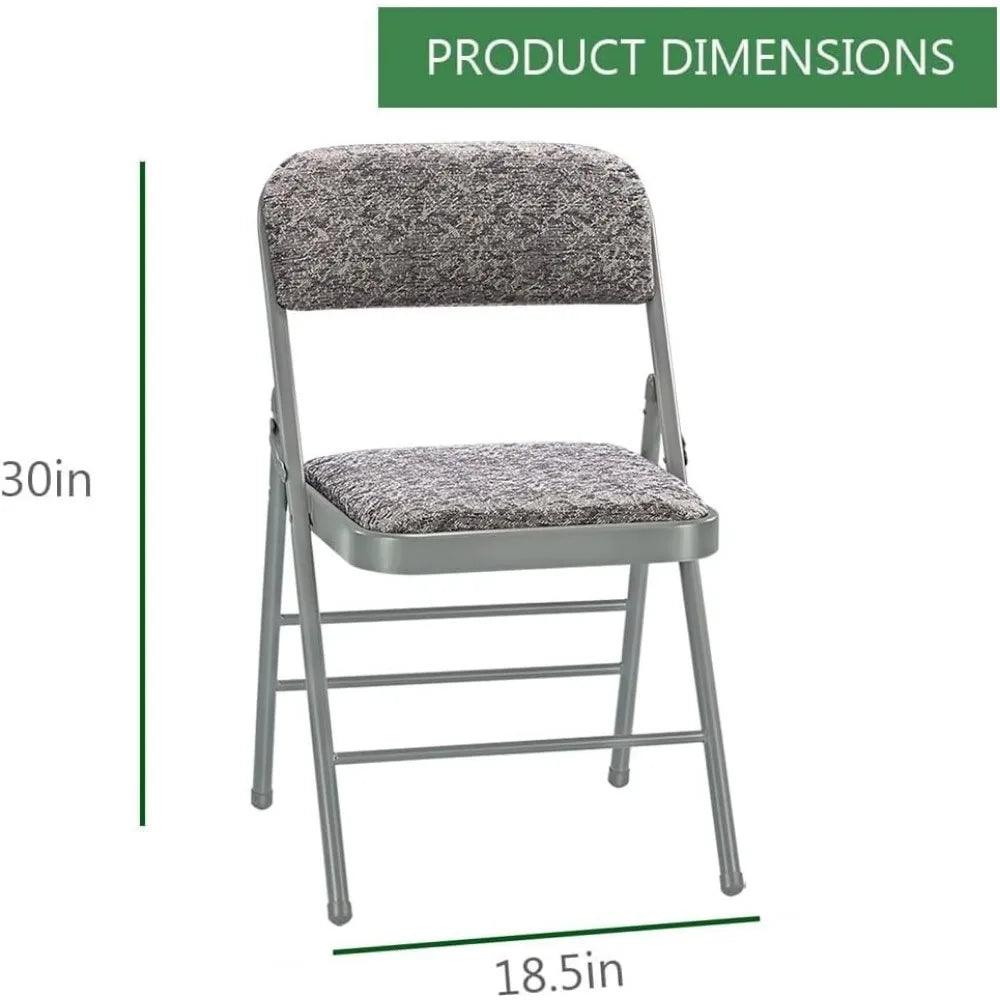 Pack of 2 Fabric Vinyl Steel Frame Foam Padded Folding Chairs Gray - Platinum-Level Office Chairs
