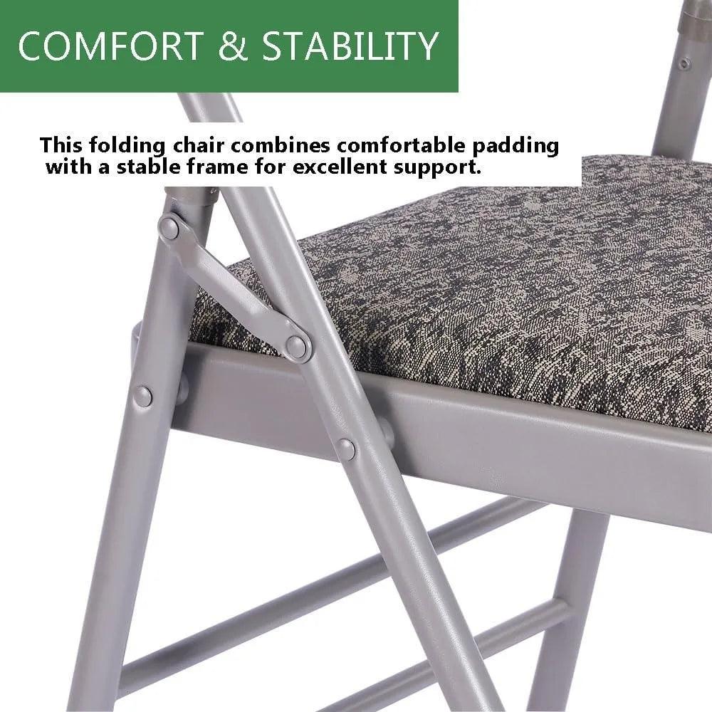 Pack of 2 Fabric Vinyl Steel Frame Foam Padded Folding Chairs Gray - Platinum-Level Office Chairs