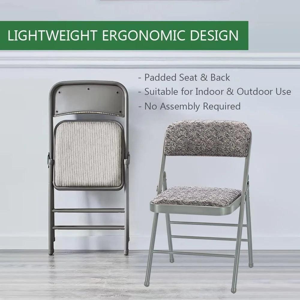 Pack of 2 Fabric Vinyl Steel Frame Foam Padded Folding Chairs Gray - Platinum-Level Office Chairs
