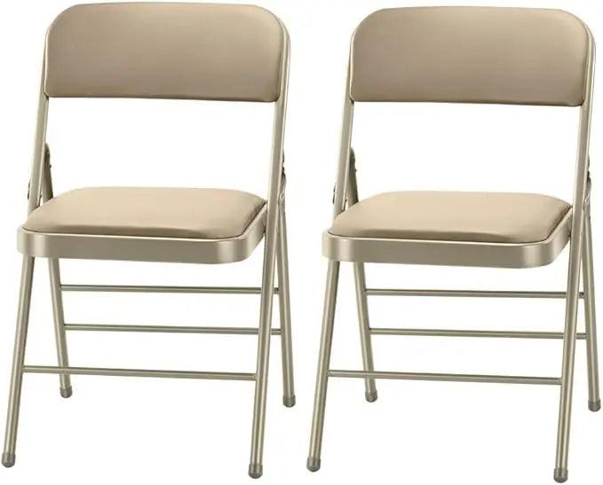 Pack of 2 Fabric Vinyl Steel Frame Foam Padded Folding Chairs Gray - Platinum-Level Office Chairs