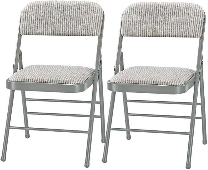 Pack of 2 Fabric Vinyl Steel Frame Foam Padded Folding Chairs Gray - Platinum-Level Office Chairs