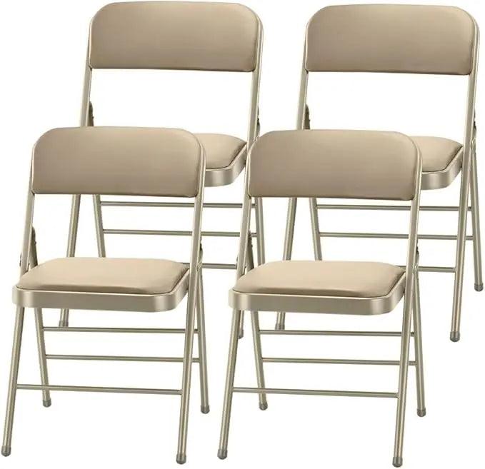Pack of 2 Fabric Vinyl Steel Frame Foam Padded Folding Chairs Gray - Platinum-Level Office Chairs