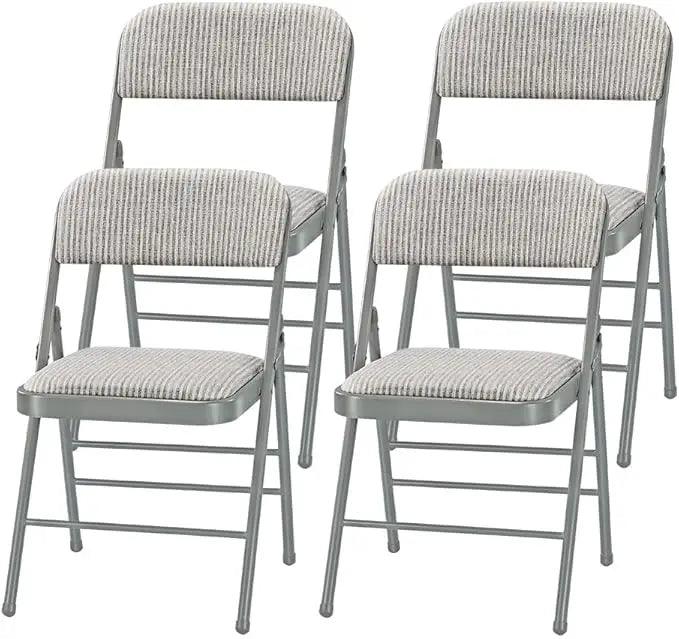 Pack of 2 Fabric Vinyl Steel Frame Foam Padded Folding Chairs Gray - Platinum-Level Office Chairs