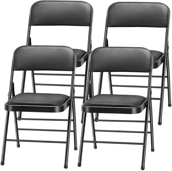 Pack of 2 Fabric Vinyl Steel Frame Foam Padded Folding Chairs Gray - Platinum-Level Office Chairs