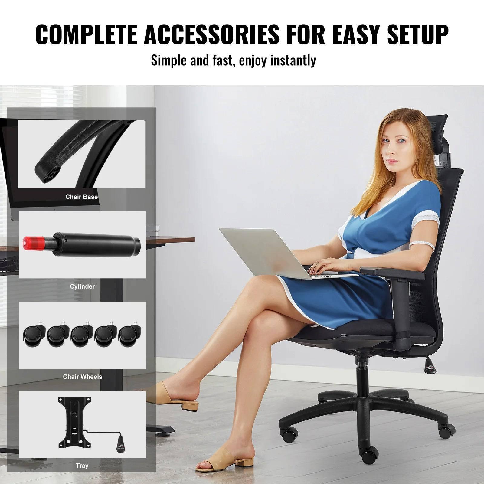 VEVOR Heavy-Duty Office Chair Base Replacement - 28" Universal Fit for Computer and Gaming Chairs, 2500 lbs Static Capacity, Black - Platinum-Level Office Chairs