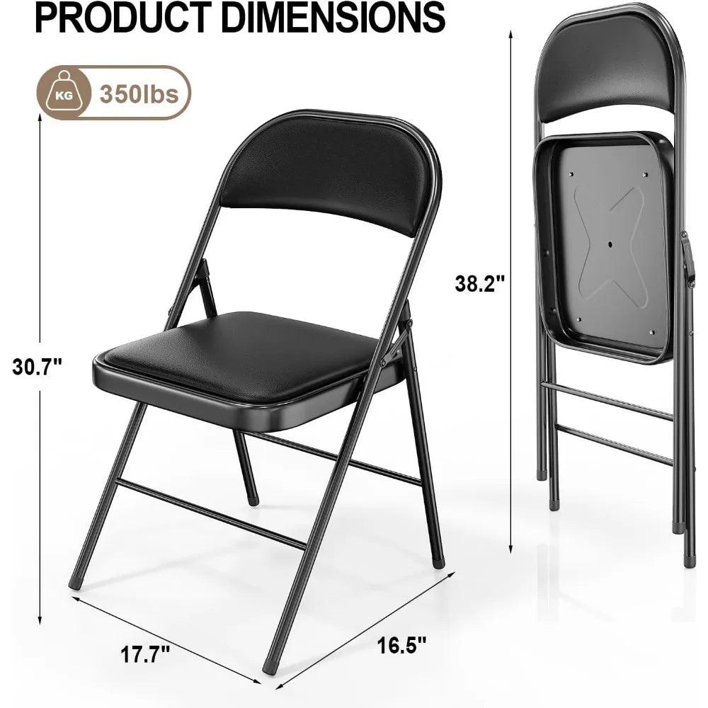 Folding Chairs with Padded Seats, Metal Frame, 350 lbs Capacity - Platinum-Level Office Chairs