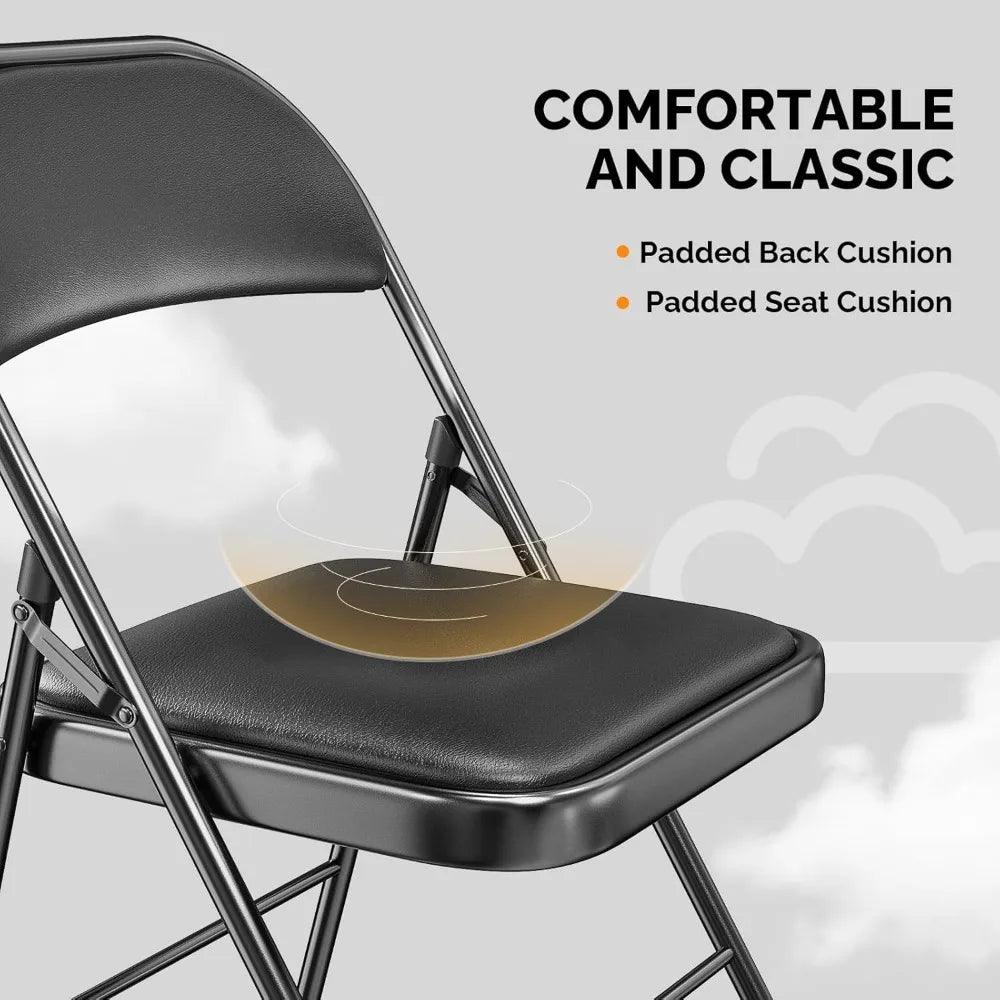 Folding Chairs with Padded Seats, Metal Frame, 350 lbs Capacity - Platinum-Level Office Chairs