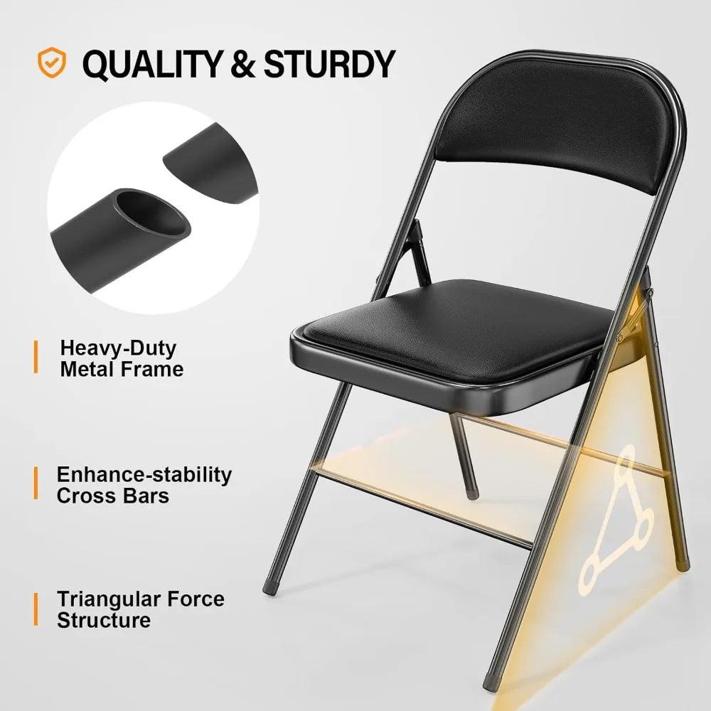 Folding Chairs with Padded Seats, Metal Frame, 350 lbs Capacity - Platinum-Level Office Chairs
