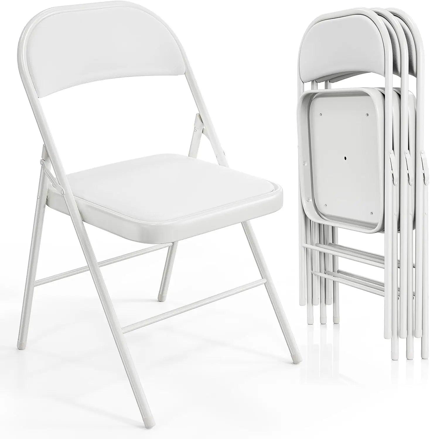 Folding Chairs with Padded Seats, Metal Frame, 350 lbs Capacity - Platinum-Level Office Chairs